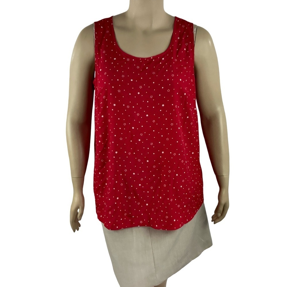 Faded Glory Star Print Tank Red Patriotic Top Size 2X